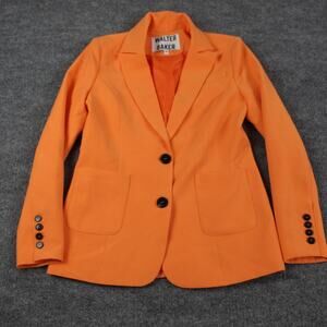 Walter Baker Blazer Jacket Women XS Felix Orange Two Button Office Business Chic